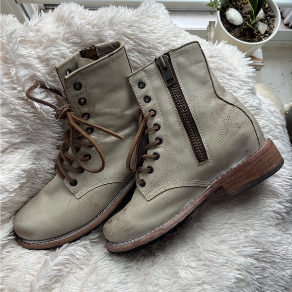 Freebird Taupe Lace-Up Ankle Boots - Picture 3 of 6